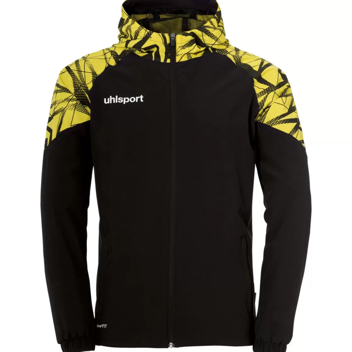 uhlsport Goal 25 Evo Woven Hood Jacket Black/Lime Yellow Best Sale