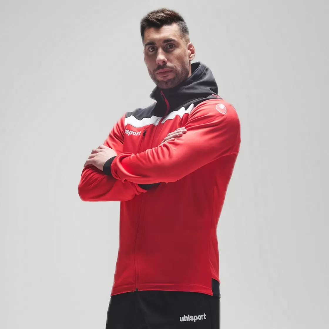 uhlsport Offense 23 Multi Hood Jacket Red/Black/White Outlet