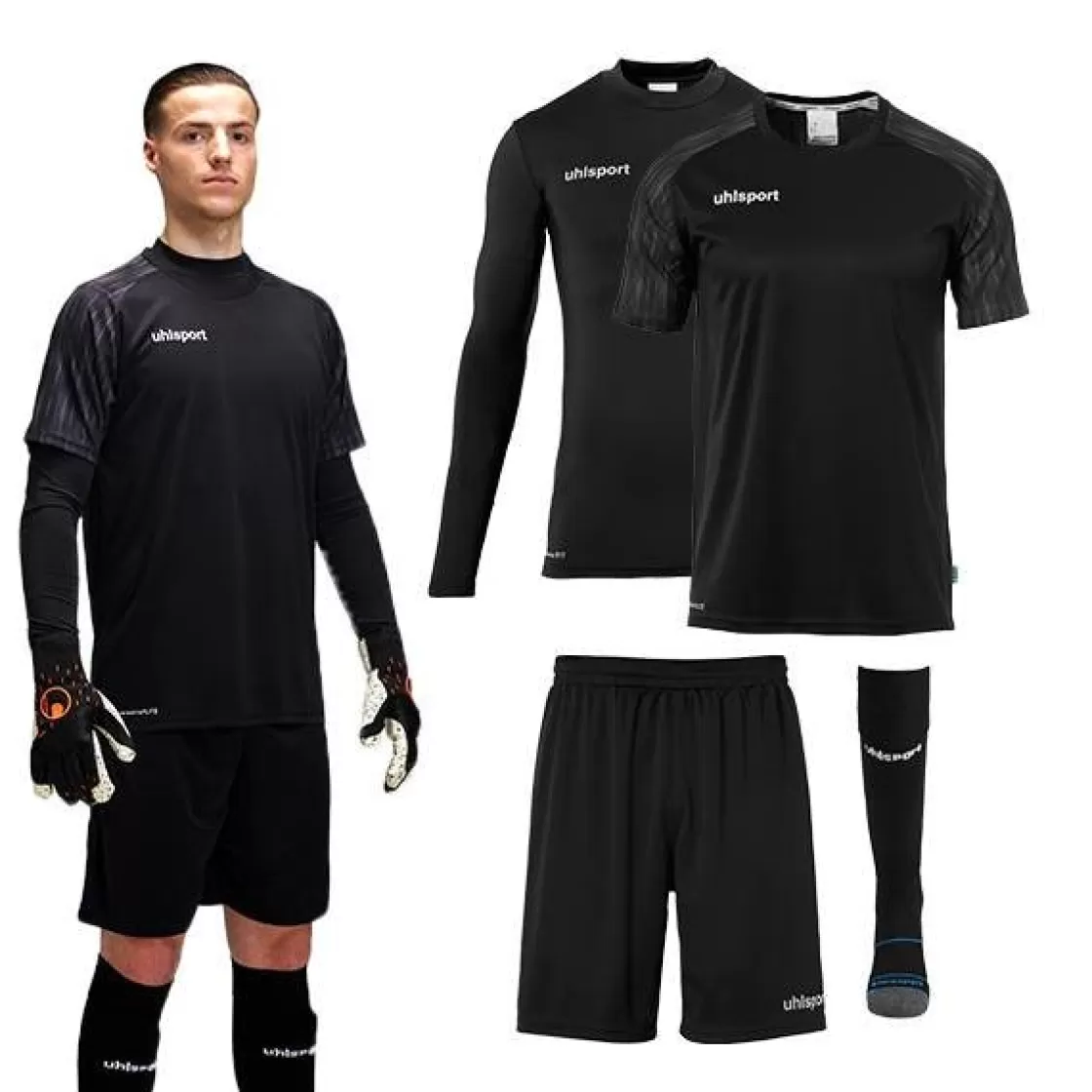 uhlsport Reaction Goalkeeper Set Black/Anthra Fashion