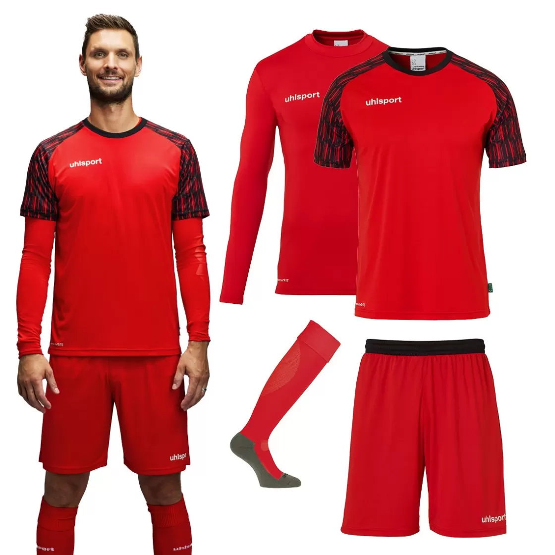 uhlsport Reaction Goalkeeper Set Red/Black Cheap