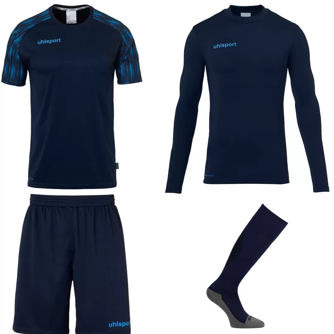 uhlsport Reaction Goalkeeper Set Navy/Fluo Blue Online